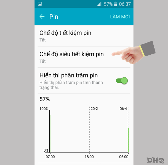 chọn Chế độ siêu tiết kiệm pin